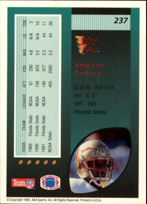 1992 Wild Card Football #s 1-250 +Rookies (A1801) - You Pick - 15+ FREE SHIP - Picture 451 of 475
