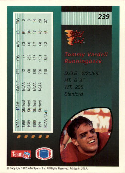 1992 Wild Card Football #s 1-250 +Rookies (A1801) - You Pick - 15+ FREE SHIP - Picture 455 of 475