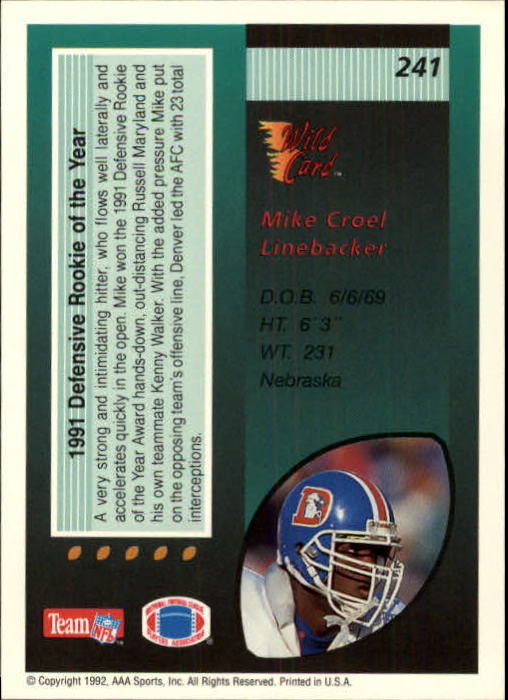 1992 Wild Card Football #s 1-250 +Rookies (A1801) - You Pick - 15+ FREE SHIP - Picture 459 of 475