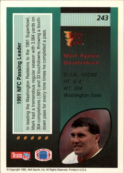 1992 Wild Card Football #s 1-250 +Rookies (A1801) - You Pick - 15+ FREE SHIP - Picture 463 of 475