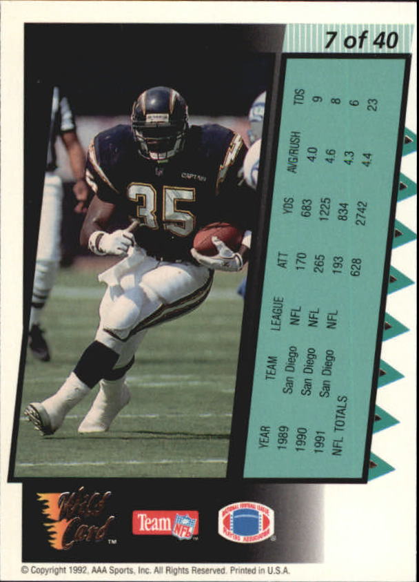 1992 Wild Card Football "Insert" Cards - Picture 17 of 27