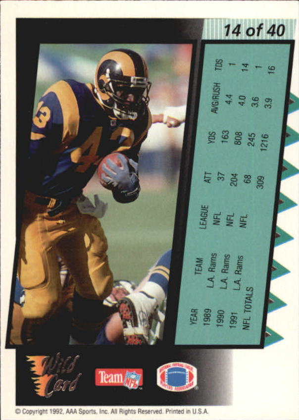 1992 Wild Card Football "Insert" Cards - Picture 19 of 27