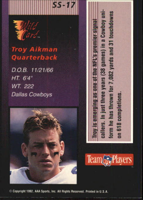 1992 Wild Card Football "Stat Smashers" Insert and Promo Cards - Picture 14 of 70