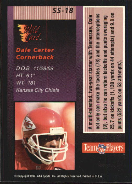 1992 Wild Card Football "Stat Smashers" Insert and Promo Cards - Picture 16 of 70