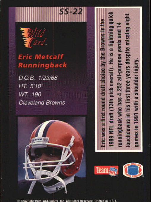 1992 Wild Card Football "Stat Smashers" Insert and Promo Cards - Picture 24 of 70