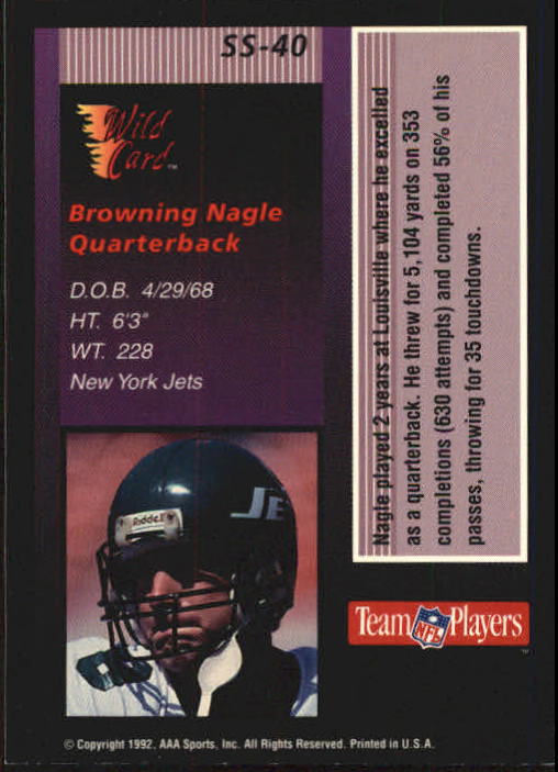 1992 Wild Card Football "Stat Smashers" Insert and Promo Cards - Picture 46 of 70