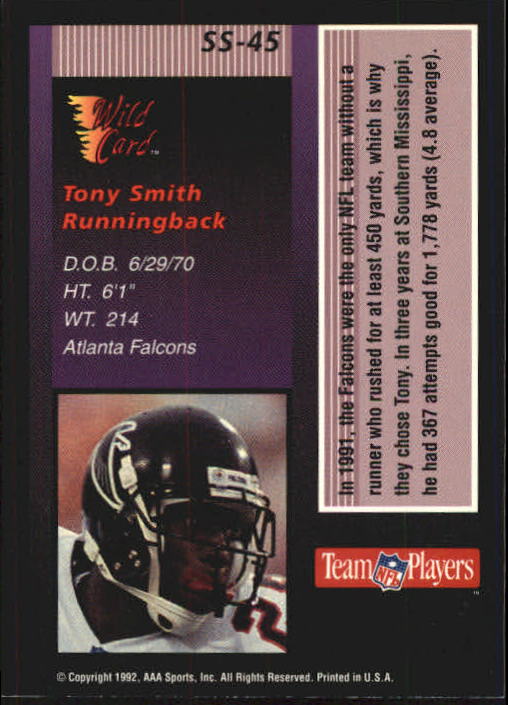 1992 Wild Card Football "Stat Smashers" Insert and Promo Cards - Picture 56 of 70