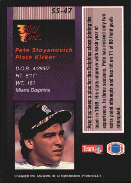 1992 Wild Card Football "Stat Smashers" Insert and Promo Cards - Picture 58 of 70
