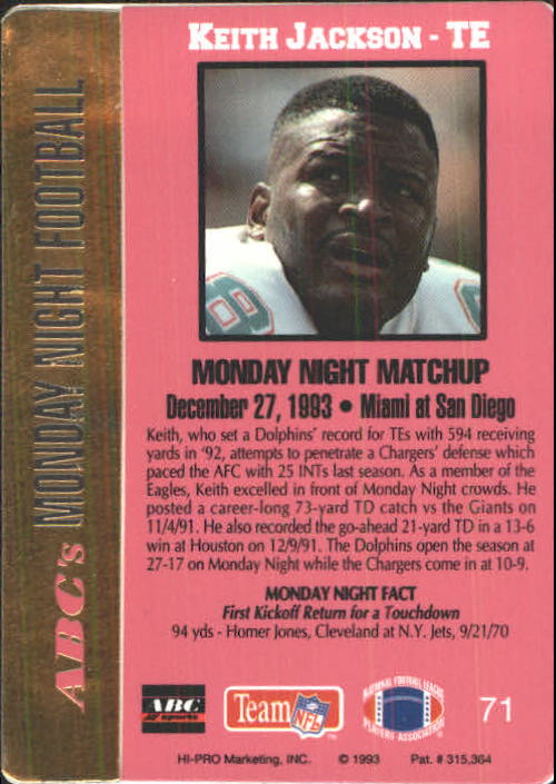 1993 Action Packed Monday Night Football #71 Keith Jackson - NM-MT