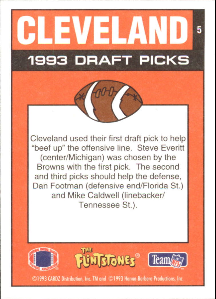 1993 Cardz Flintstones NFL #5 Cleveland Browns back image