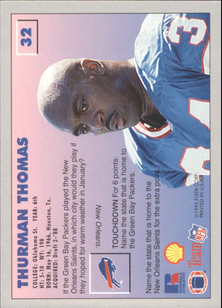 1993 FACT Fleer Shell Football Cards - Picture 63 of 213