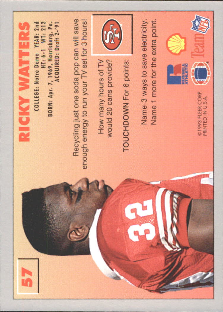 1993 FACT Fleer Shell #57 Ricky Watters - NM-MT