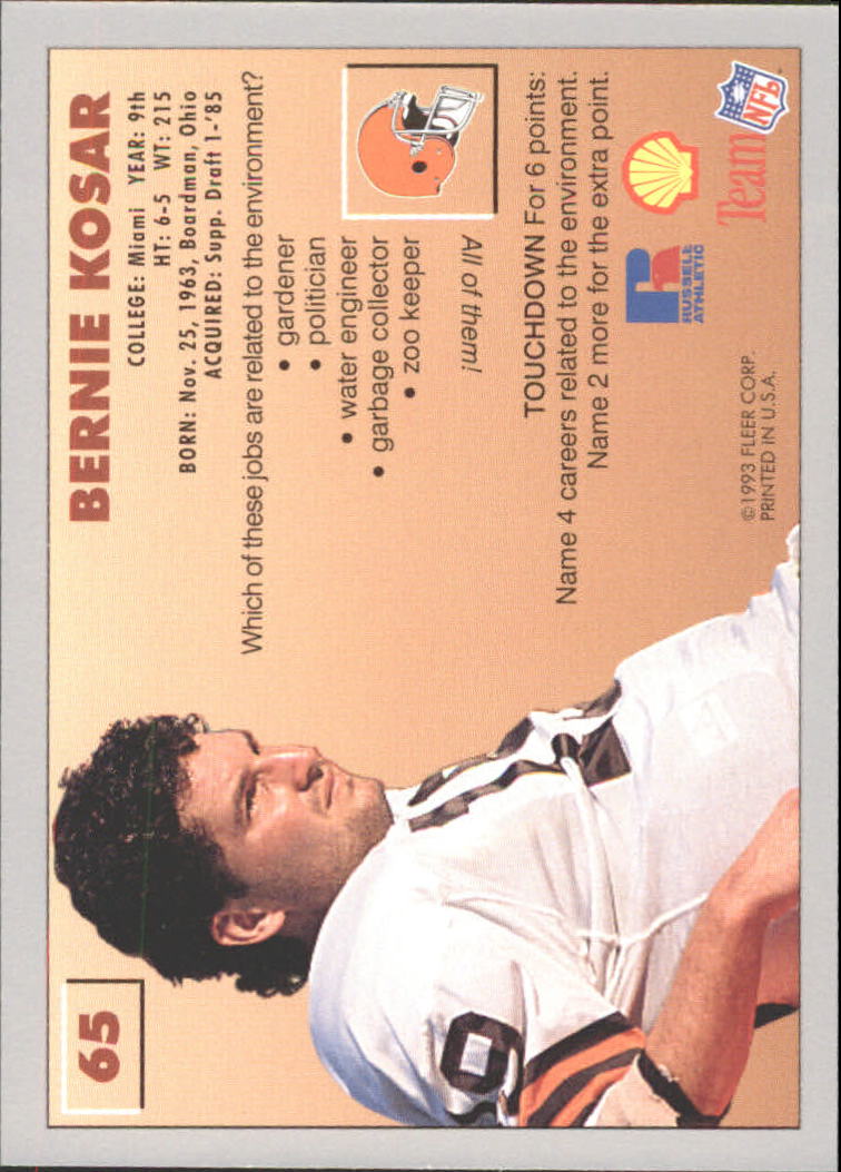 1993 FACT Fleer Shell Football Cards - Picture 127 of 213