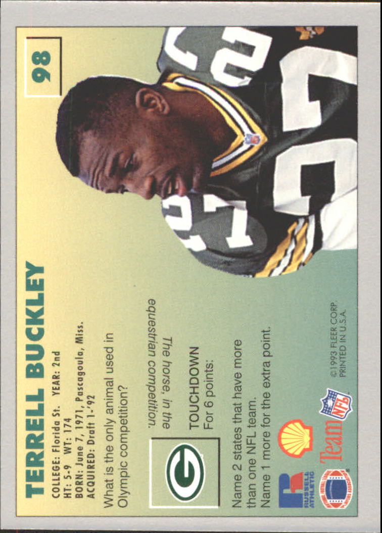 1993 FACT Fleer Shell Football Cards - Picture 193 of 213