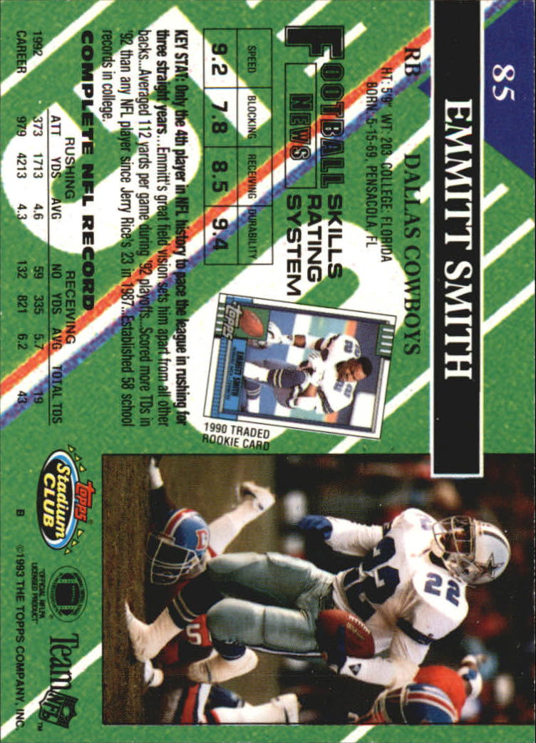 1993 Stadium Club Members Only Parallel #85 Emmitt Smith back image