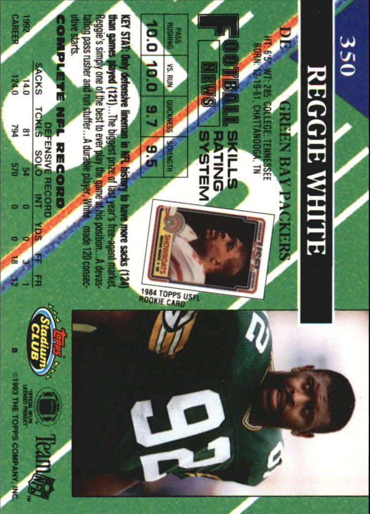 1993 Stadium Club Members Only Parallel #350 Reggie White back image