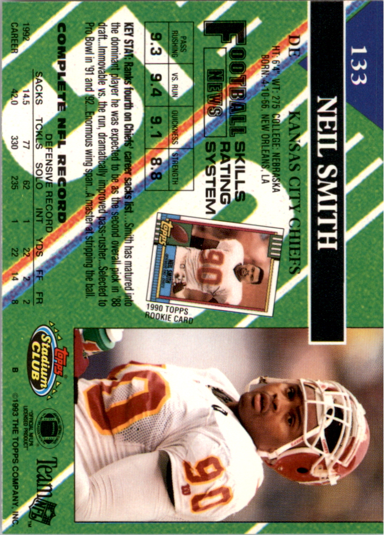 1993 Stadium Club Super Teams Super Bowl #133 Neil Smith back image