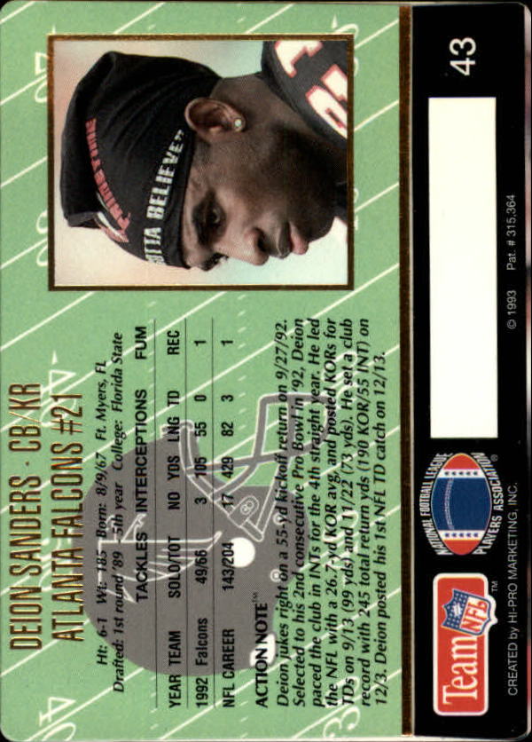 1996 Action Packed #32 Deion Sanders - NM-MT