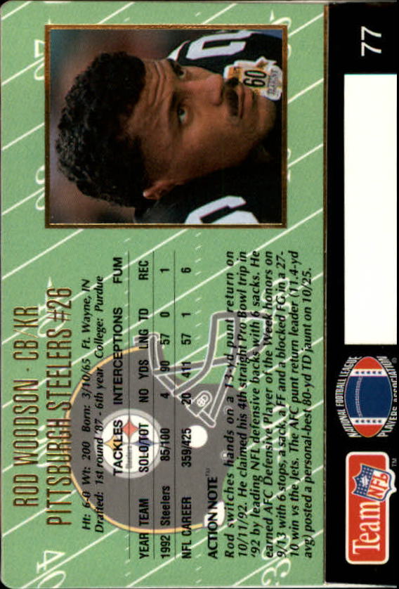 1993 Action Packed #77 Rod Woodson - NM-MT