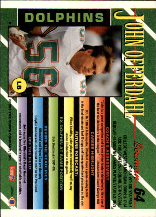 B2628- 1993 Bowman Fußball Karten 1-250 + Rookies -du Pick- 15 + Gratis US - Bild 127 von 489