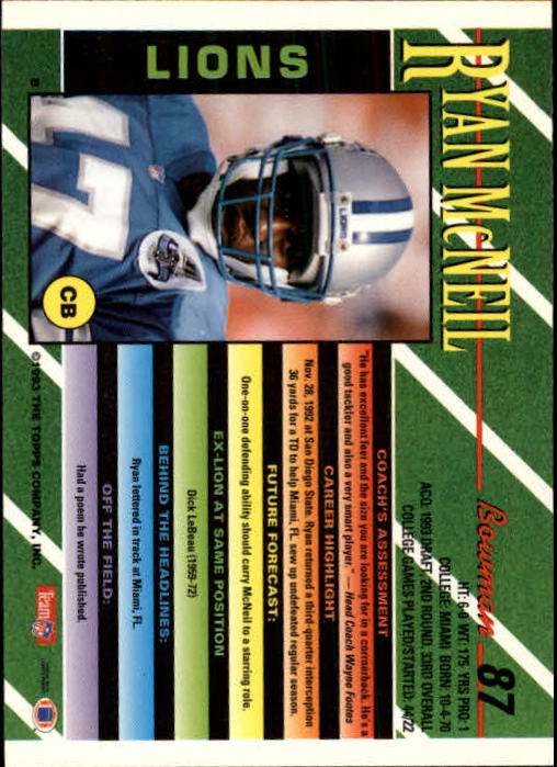 B2628- 1993 Bowman Fußball Karten 1-250 + Rookies -du Pick- 15 + Gratis US - Bild 171 von 489