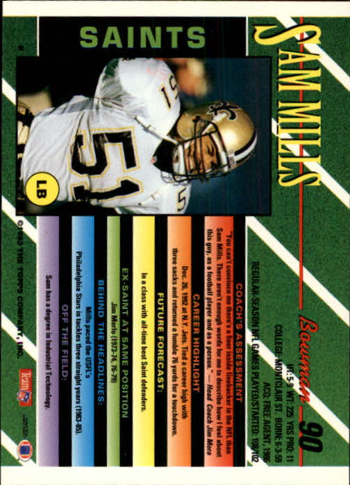 B2628- 1993 Bowman Fußball Karten 1-250 + Rookies -du Pick- 15 + Gratis US - Bild 175 von 489