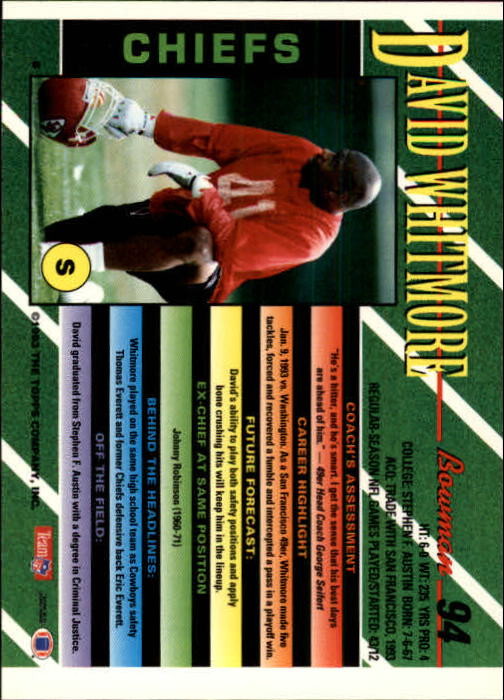 B2628- 1993 Bowman Fußball Karten 1-250 + Rookies -du Pick- 15 + Gratis US - Bild 183 von 489