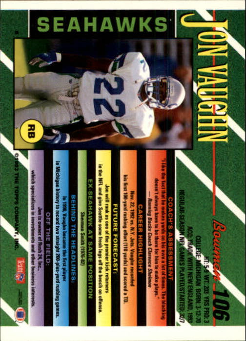 B2628- 1993 Bowman Fußball Karten 1-250 + Rookies -du Pick- 15 + Gratis US - Bild 207 von 489