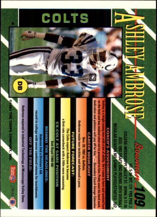 B2628- 1993 Bowman Fußball Karten 1-250 + Rookies -du Pick- 15 + Gratis US - Bild 213 von 489