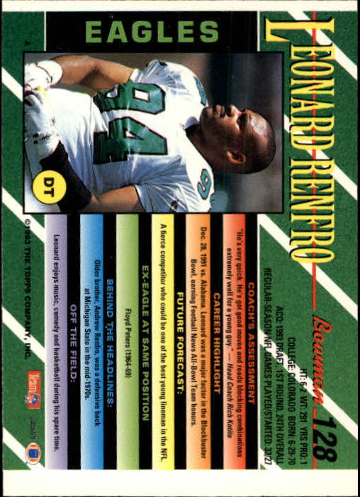 B2628- 1993 Bowman Fußball Karten 1-250 + Rookies -du Pick- 15 + Gratis US - Bild 251 von 489