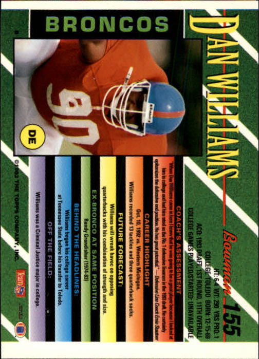 B2628- 1993 Bowman Fußball Karten 1-250 + Rookies -du Pick- 15 + Gratis US - Bild 303 von 489