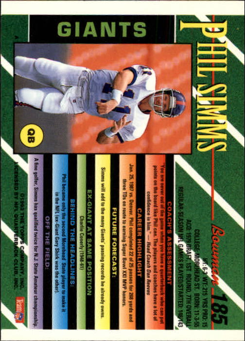B2628- 1993 Bowman Fußball Karten 1-250 + Rookies -du Pick- 15 + Gratis US - Bild 363 von 489