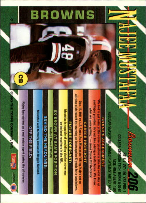 B2628- 1993 Bowman Fußball Karten 1-250 + Rookies -du Pick- 15 + Gratis US - Bild 405 von 489