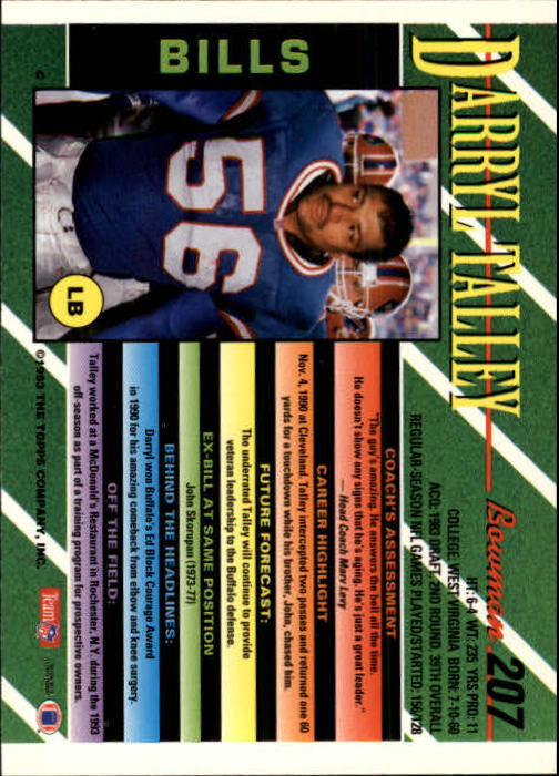 B2628- 1993 Bowman Fußball Karten 1-250 + Rookies -du Pick- 15 + Gratis US - Bild 407 von 489