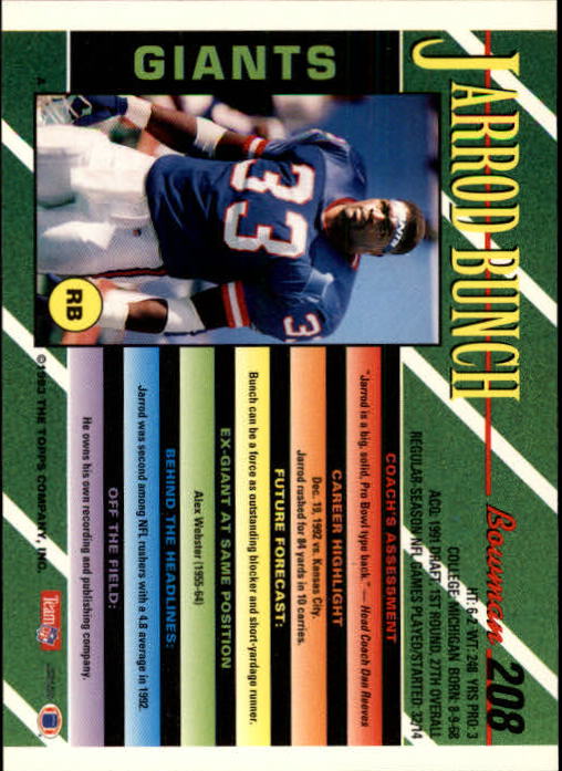B2628- 1993 Bowman Fußball Karten 1-250 + Rookies -du Pick- 15 + Gratis US - Bild 409 von 489