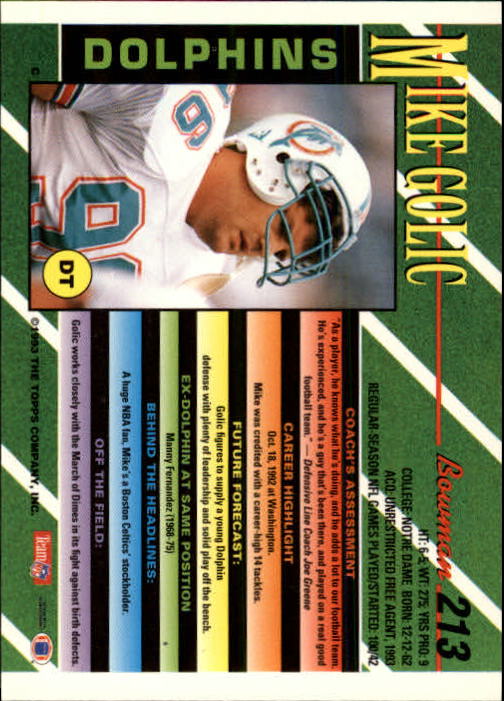 B2628- 1993 Bowman Fußball Karten 1-250 + Rookies -du Pick- 15 + Gratis US - Bild 419 von 489