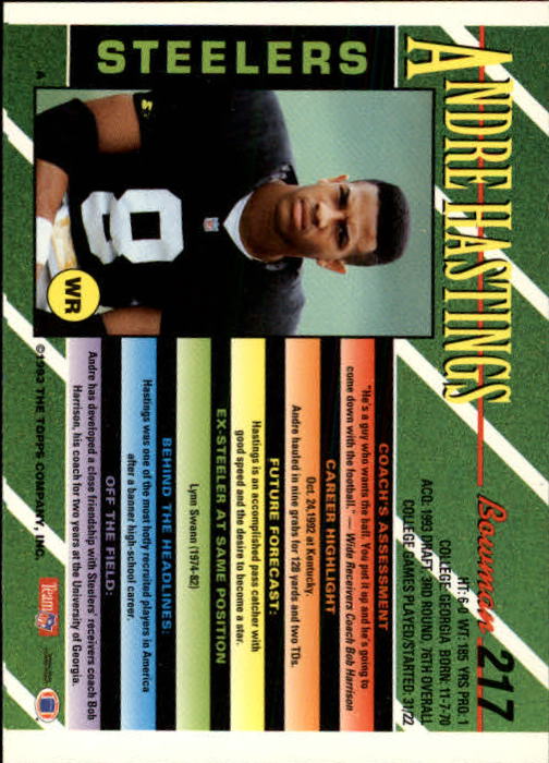 B2628- 1993 Bowman Fußball Karten 1-250 + Rookies -du Pick- 15 + Gratis US - Bild 427 von 489