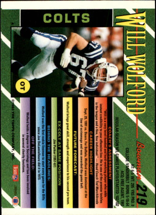 B2628- 1993 Bowman Fußball Karten 1-250 + Rookies -du Pick- 15 + Gratis US - Bild 431 von 489