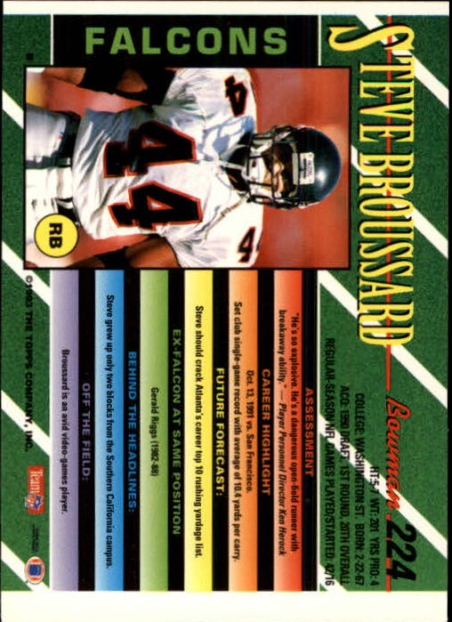 B2628- 1993 Bowman Fußball Karten 1-250 + Rookies -du Pick- 15 + Gratis US - Bild 441 von 489