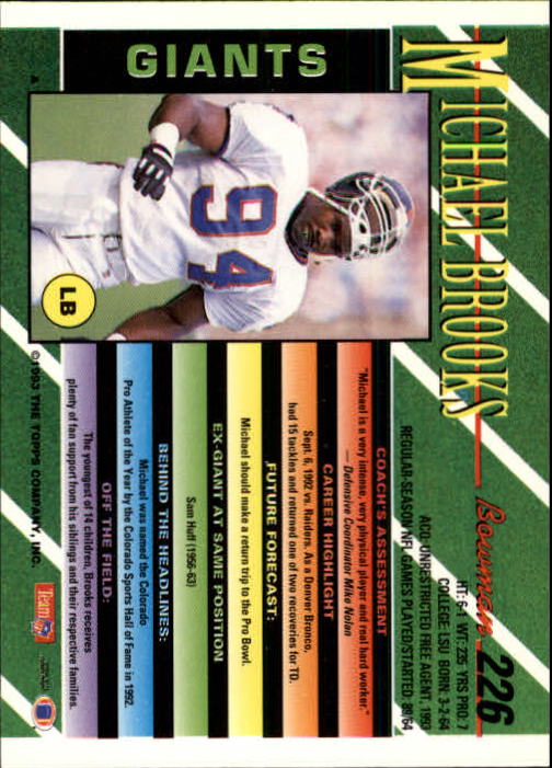 B2628- 1993 Bowman Fußball Karten 1-250 + Rookies -du Pick- 15 + Gratis US - Bild 445 von 489