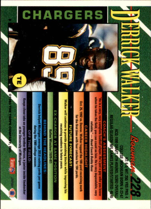 B2628- 1993 Bowman Fußball Karten 1-250 + Rookies -du Pick- 15 + Gratis US - Bild 449 von 489