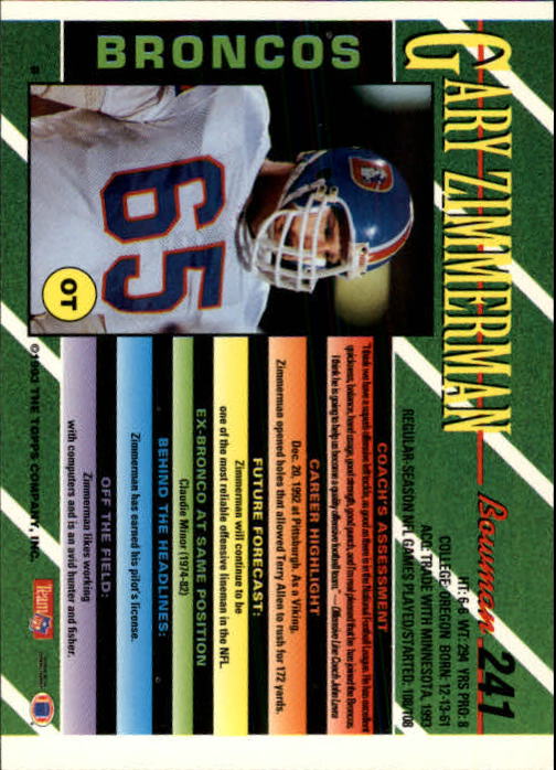 B2628- 1993 Bowman Fußball Karten 1-250 + Rookies -du Pick- 15 + Gratis US - Bild 473 von 489