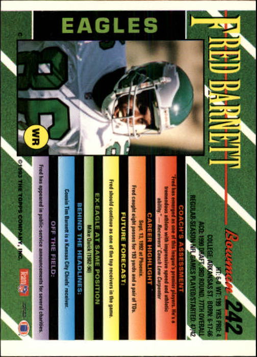 B2628- 1993 Bowman Fußball Karten 1-250 + Rookies -du Pick- 15 + Gratis US - Bild 475 von 489