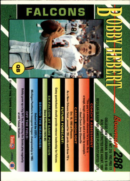 B2628- 1993 Bowman Football Cards 251-423 +Rookies -You Pick- 15+ FREE US SHIP - Picture 75 of 331