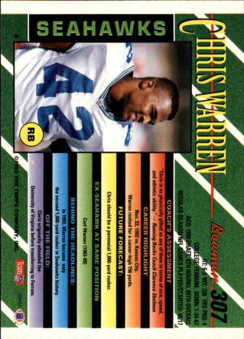 B2628- 1993 Bowman Football Cards 251-423 +Rookies -You Pick- 15+ FREE US SHIP - Picture 111 of 331