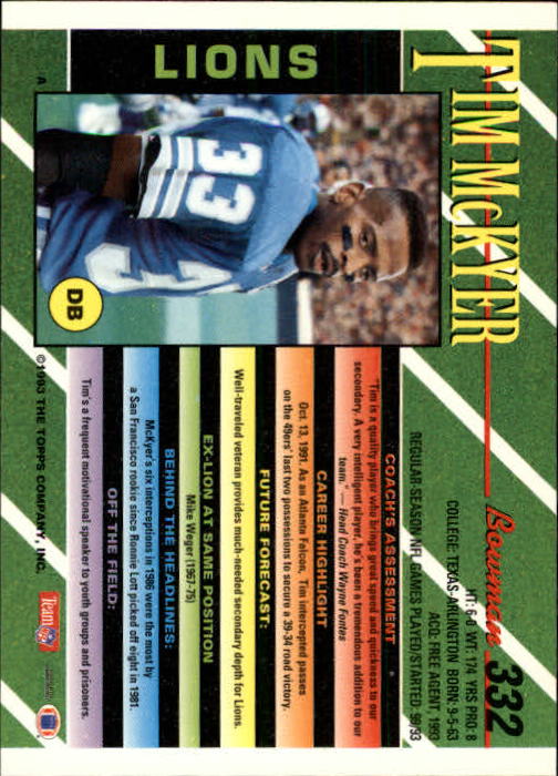 B2628- 1993 Bowman Football Cards 251-423 +Rookies -You Pick- 15+ FREE US SHIP - Picture 161 of 331