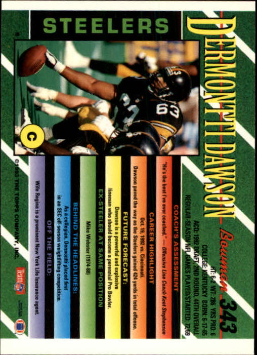 B2628- 1993 Bowman Football Cards 251-423 +Rookies -You Pick- 15+ FREE US SHIP - Picture 183 of 331
