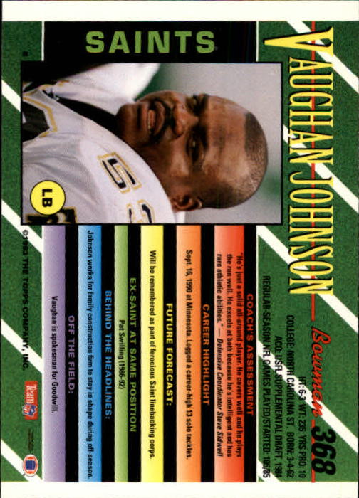 B2628- 1993 Bowman Football Cards 251-423 +Rookies -You Pick- 15+ FREE US SHIP - Picture 227 of 331