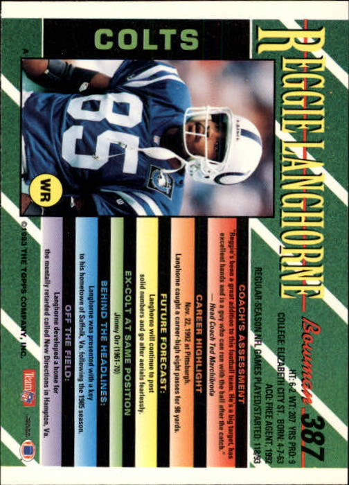 B2628- 1993 Bowman Football Cards 251-423 +Rookies -You Pick- 15+ FREE US SHIP - Picture 261 of 331