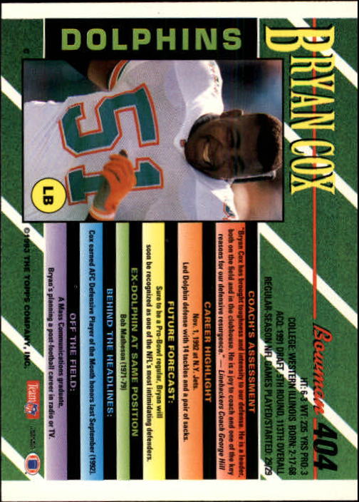 B2628- 1993 Bowman Football Cards 251-423 +Rookies -You Pick- 15+ FREE US SHIP - Picture 295 of 331
